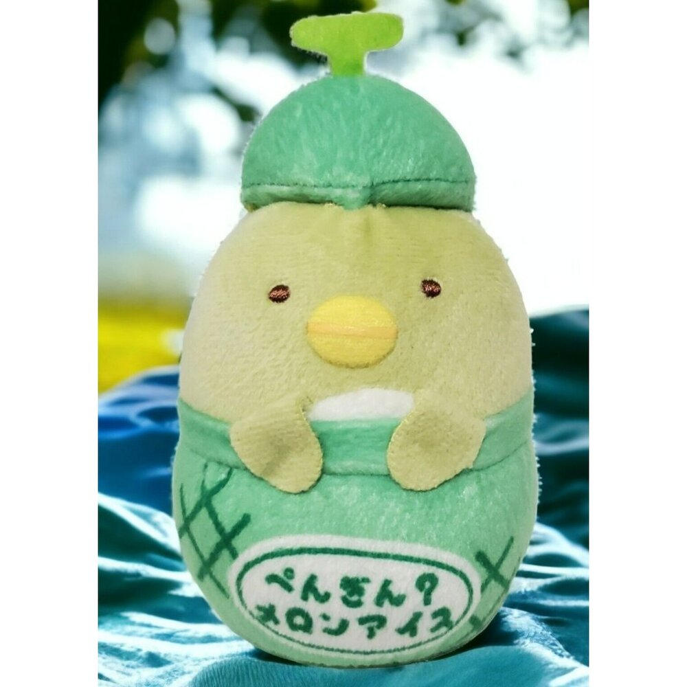 San-X Sumikko Gurashi Melon Ice Cream Penguin 4" Plush Green Stuffed Animal 2018